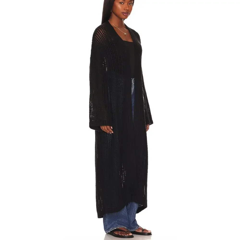 House of Harlow Black Longline Cardigan Sweater XS Oversized Crochet $258 NEW - Picture 2 of 7